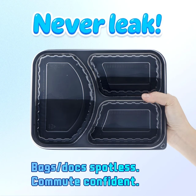 Alt view image 4 of 7 - Meal Prep Containers 40 Pack 38 oz - Shrink-Wrapped No Pre-Wash 3 Compartment Leak-Resistant Bento Box | BPA Free Shatterproof PP | Microwave Safe To-Go Food Storage for Leftovers & Parties