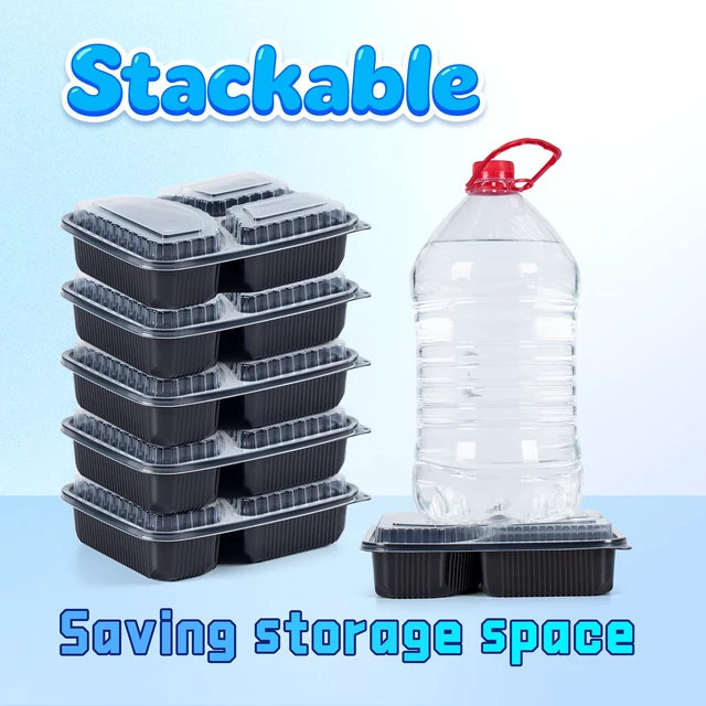 Alt view image 6 of 7 - Meal Prep Containers 40 Pack 38 oz - Shrink-Wrapped No Pre-Wash 3 Compartment Leak-Resistant Bento Box | BPA Free Shatterproof PP | Microwave Safe To-Go Food Storage for Leftovers & Parties