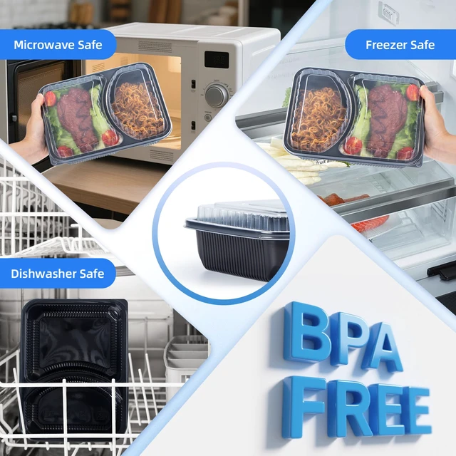 Alt view image 5 of 7 - Meal Prep Containers 40 Pack 41 oz - Shrink-Wrapped No Pre-Wash 2 Compartment Leak-Resistant Bento Box | BPA Free Shatterproof PP | Microwave Safe To-Go Food Storage for Leftovers & Parties
