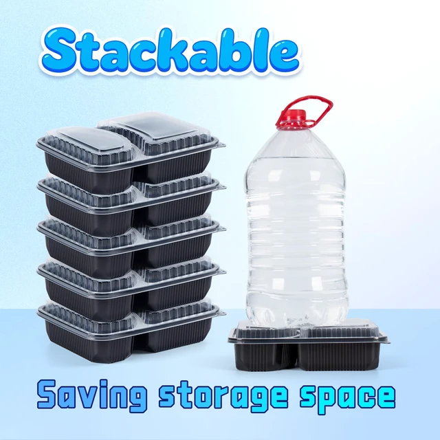 Alt view image 6 of 7 - Meal Prep Containers 40 Pack 41 oz - Shrink-Wrapped No Pre-Wash 2 Compartment Leak-Resistant Bento Box | BPA Free Shatterproof PP | Microwave Safe To-Go Food Storage for Leftovers & Parties