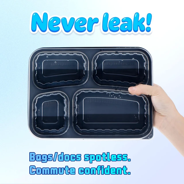 Alt view image 4 of 7 - Meal Prep Containers 40 Pack 34 oz - Shrink-Wrapped No Pre-Wash 4 Compartment Leak-Resistant Bento Box | BPA Free Shatterproof PP | Microwave Safe To-Go Food Storage for Leftovers & Parties