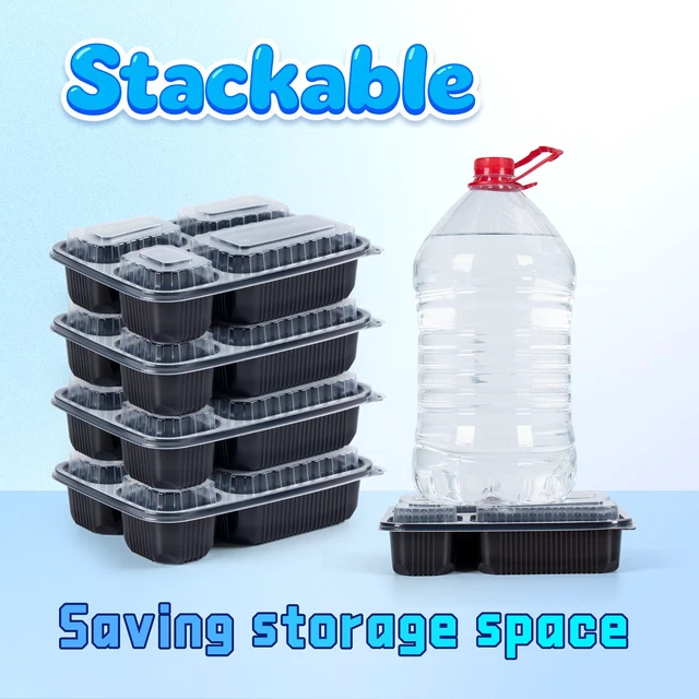 Alt view image 6 of 7 - Meal Prep Containers 40 Pack 34 oz - Shrink-Wrapped No Pre-Wash 4 Compartment Leak-Resistant Bento Box | BPA Free Shatterproof PP | Microwave Safe To-Go Food Storage for Leftovers & Parties