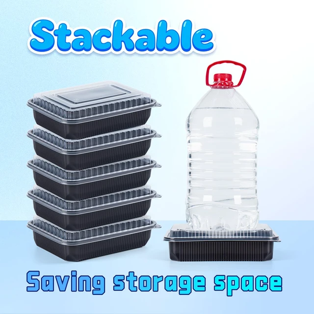 Alt view image 6 of 7 - 40 Pack 48oz Meal Prep Containers - Shrink-Wrapped No Pre-Wash Single Deep Compartment Leakproof | Shatterproof Flexible Pure PP | Microwave Safe To-Go Box for Chicken, Ribs & Leftovers