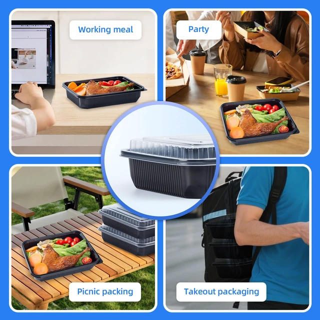 Alt view image 7 of 7 - 40 Pack 48oz Meal Prep Containers - Shrink-Wrapped No Pre-Wash Single Deep Compartment Leakproof | Shatterproof Flexible Pure PP | Microwave Safe To-Go Box for Chicken, Ribs & Leftovers
