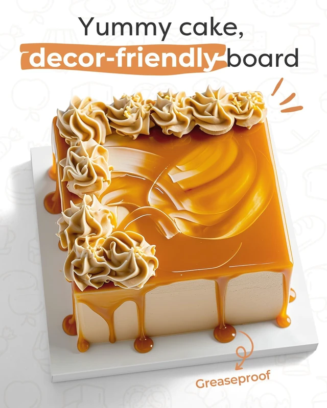 Alt view image 3 of 6 - Cake Boards 12 Inch Square Cake Drums Base para Pastel, 6 Pack Disposable, 1/2 Inch Thick, Sturdy Corrugated Cardboard Base, Smooth & Grease-resistant Surface, White, for Multi-tiered Cake