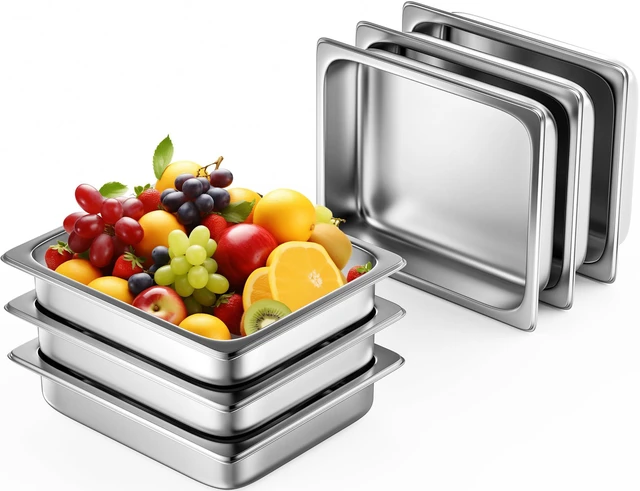 Main image of 6 Pack Hotel Pans 1/2 Size 2.5" Deep Steam Table Pan 22 Gauge Anti Jam Commercial Food Pans for Hotel, Party, Buffet, Catering Supplies