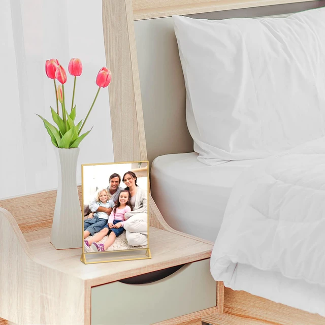 Alt view image 5 of 7 - 4x6 Acrylic Sign Holder, Picture Frame, Wedding Table Numbers, 6pack Vertical Stand, Gold Frames, Clear Double Sided, Gold Sign Holders Display for Menu Restaurant Signs, Photos, Party, Events
