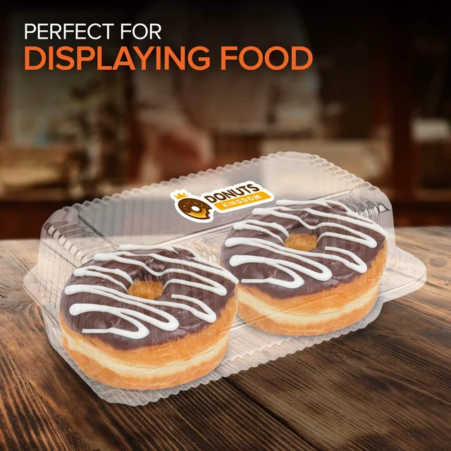 Alt view image 5 of 6 - Plastic 9 x 5 Inch Clamshell Takeout Trays (25 Count) Hinged Disposable Food Containers for Cake Slices, Sandwiches, and Desserts