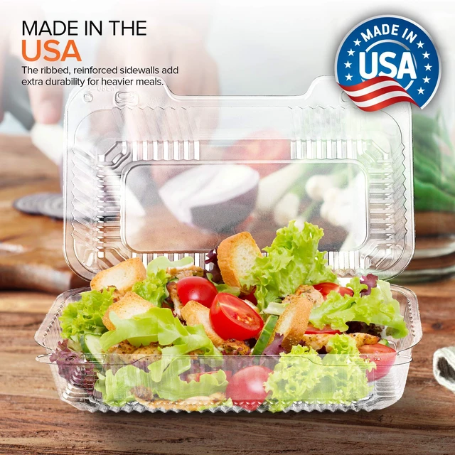 Alt view image 4 of 6 - Plastic 9 x 5 Inch Clamshell Takeout Trays (25 Count) Hinged Disposable Food Containers for Cake Slices, Sandwiches, and Desserts