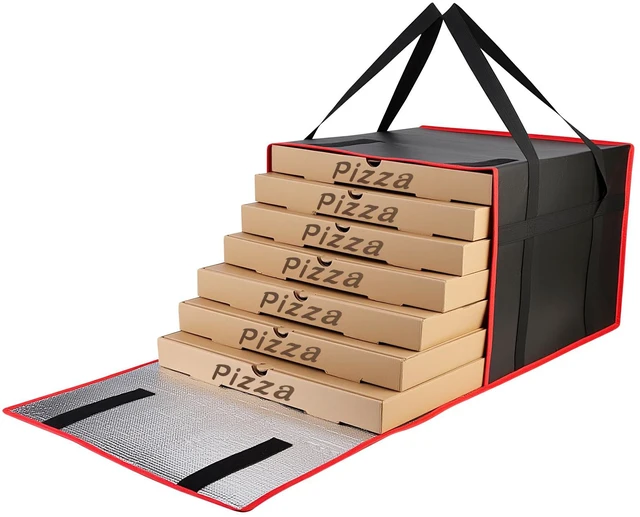 Main image of Pizza Bags for Delivery, Insulated Pizza Warmer Bag, 20" x 20" x 14" Insulated Delivery Bag for Commercial Use, Pizza Carrier for Food Delivery & Catering, Food Delivery Accessories, Black/Red