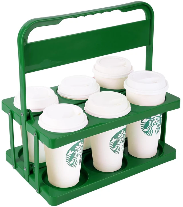 Main image of Reusable Drink Carrier with Handle for Delivery Drivers, Portable Cup/Coffee Holder Accessories for Delivery, Foldable Drinks Caddy with Tray, Car Durable Plastic Festive Bottle, Vacation