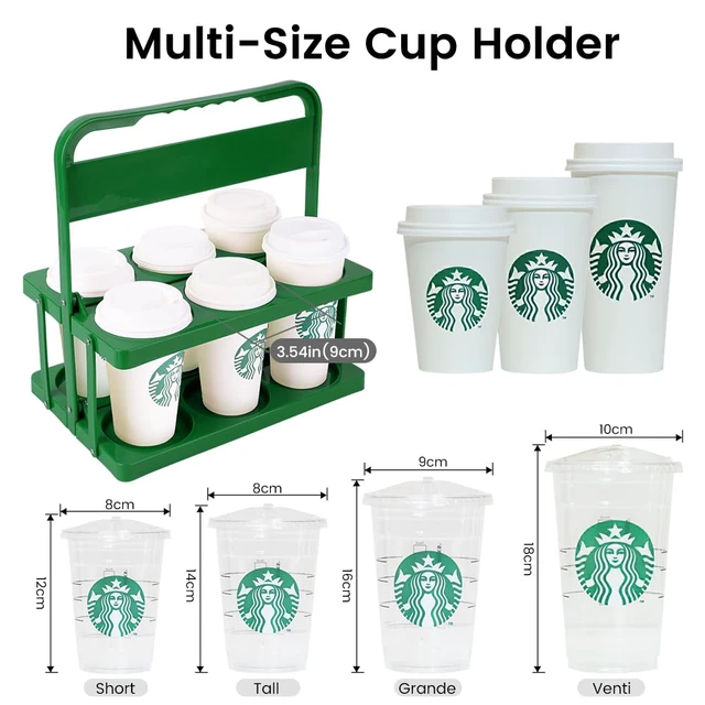 Alt view image 2 of 7 - Reusable Drink Carrier with Handle for Delivery Drivers, Portable Cup/Coffee Holder Accessories for Delivery, Foldable Drinks Caddy with Tray, Car Durable Plastic Festive Bottle, Vacation