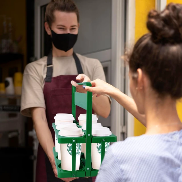 Alt view image 5 of 7 - Reusable Drink Carrier with Handle for Delivery Drivers, Portable Cup/Coffee Holder Accessories for Delivery, Foldable Drinks Caddy with Tray, Car Durable Plastic Festive Bottle, Vacation