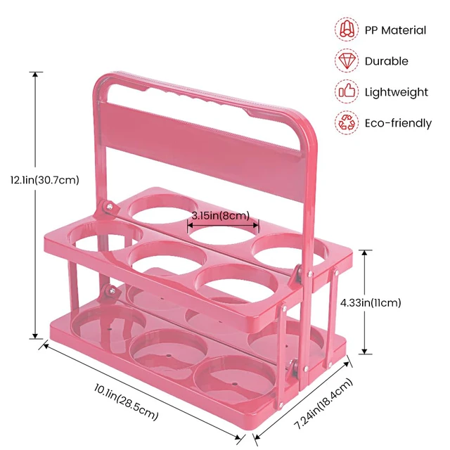 Alt view image 2 of 7 - Reusable Drink Carrier with Handle for Delivery Drivers Portable Cup/Coffee Holder Accessories for Delivery, Foldable Drinks Caddy with Tray, Car Durable Plastic Festive Bottle, Vacation Container