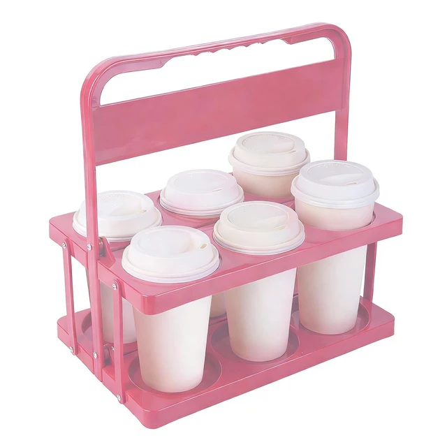 Main image of Reusable Drink Carrier with Handle for Delivery Drivers Portable Cup/Coffee Holder Accessories for Delivery, Foldable Drinks Caddy with Tray, Car Durable Plastic Festive Bottle, Vacation Container