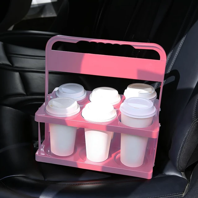 Alt view image 5 of 7 - Reusable Drink Carrier with Handle for Delivery Drivers Portable Cup/Coffee Holder Accessories for Delivery, Foldable Drinks Caddy with Tray, Car Durable Plastic Festive Bottle, Vacation Container