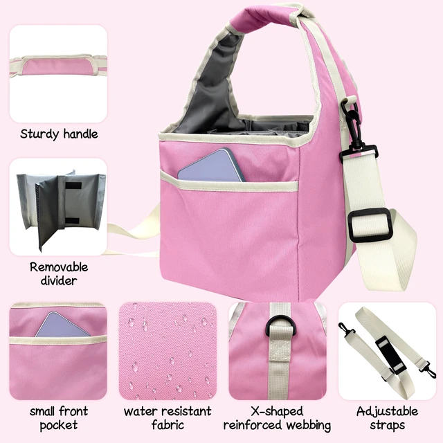 Alt view image 2 of 7 - Reusable Drink Carrier Tote Bag with Handle Family Size 4 Compartment Water Bottle Holder with Adjustable Shoulder Strap & Removable Dividers Multiple Tumbler Caddy for Car,Delivery,Family Outings