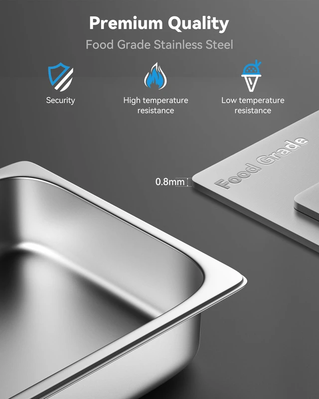 Alt view image 2 of 7 - Hotel Pans with Lids, 4 Pack, 1/2 Size, 2.5" Deep Stainless Steel Steam Table Pan, 22 Gauge Anti Jam, Commercial Catering Food Pans, for Hotel Home Party Restaurant Buffet