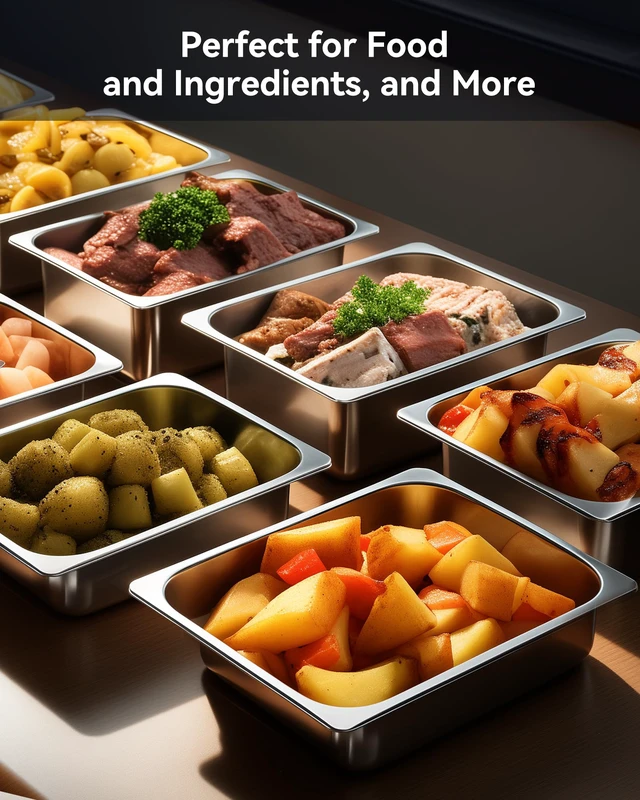 Alt view image 6 of 7 - 6 Pack Hotel Pans 1/2 Size 4" Deep Stainless Steel Steam Table Pan 22 Gauge Anti Jam Commercial Food Pans for Hotel, Party, Buffet, Catering Supplies