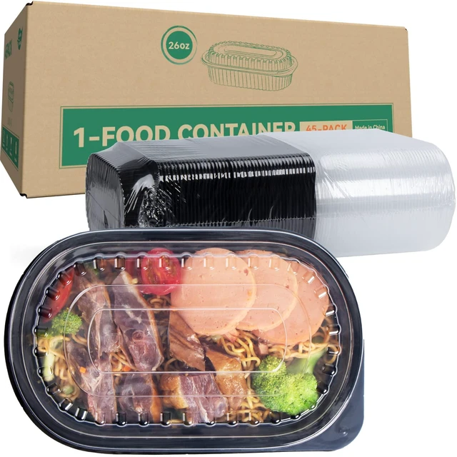 Main image of 45 Pack 26oz Meal Prep Containers - Shrink Wrapped No Pre-Wash Leak Proof BPA-Free | Microwave & Freezer Safe | Stackable, Reusable To Go Containers for Bulk Storage, Leftover & Takeout