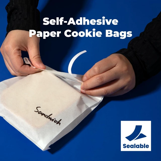 Alt view image 4 of 7 - 200 Pack Paper Sandwich Bags Sealable 7 x 6, White Greaseproof Snack Bag, Food Grade Pastry Bag, Recyclable Small Paper Bags, Cookie Sleeves, Food Packaging for Bakery, Donut