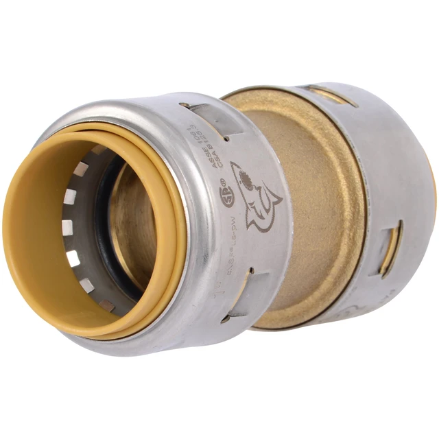 Main image of Max 1 Inch Coupling, Push to Connect Brass Plumbing Fitting, PEX Pipe, Copper, CPVC, PE-RT, HDPE, UR020A