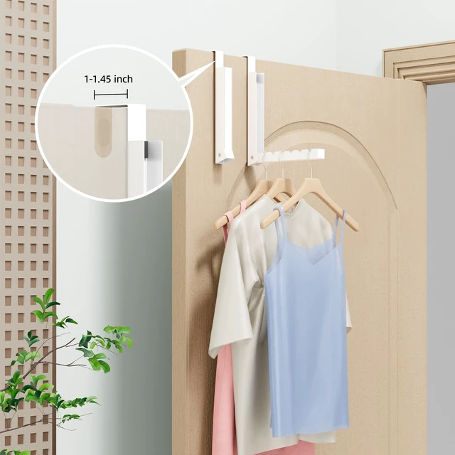 Alt view image 3 of 6 - Over The Door Hooks 4 Pack,Over The Door Hanger Hook,Folding Over The Door Drying Rack for Laundry,Coat Rack,Compact Small Space Foldable Portable