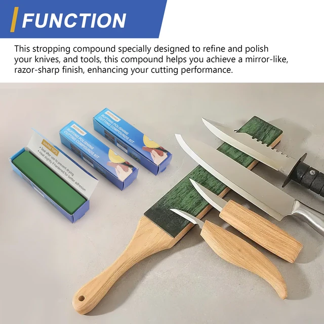 Alt view image 6 of 6 - 12 Oz.Stropping Compound Fine Green Buffing Polishing Compound, Leather Strop Compound Honing Compound for Knife Polishing-3Pack