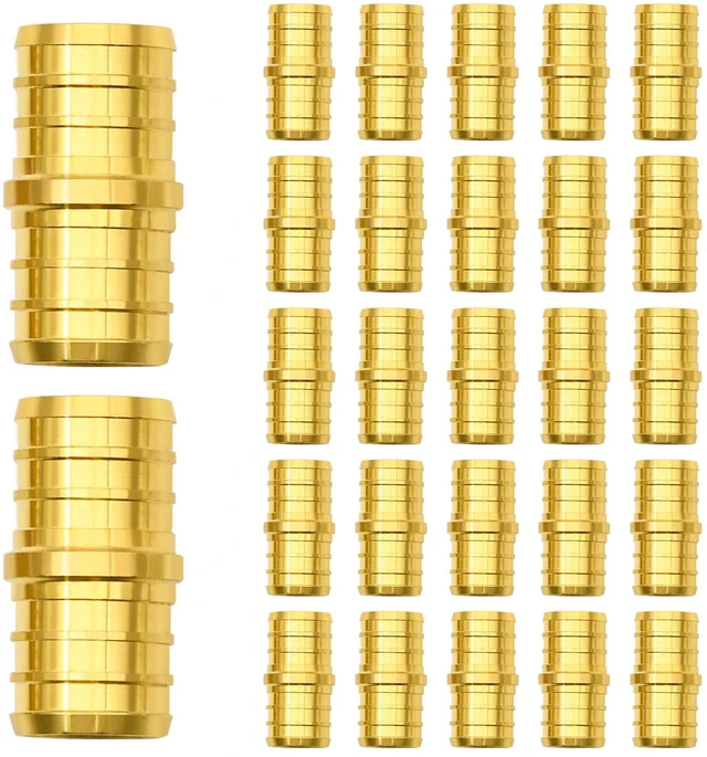 Main image of 25 Pack 3/4" PEX Fittings, PEX Brass Straight Coupling Fittings for PEX Tubing Pipe