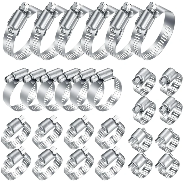 Main image of 40 Pcs Hose Clamps Stainless Steel, 6-51mm Adjustable Worm Gear Pipe Clamps Fuel Line Hose Clips Heavy Duty for Plumbing, Dishwasher, Automotive, Washing Machine, Mechanical