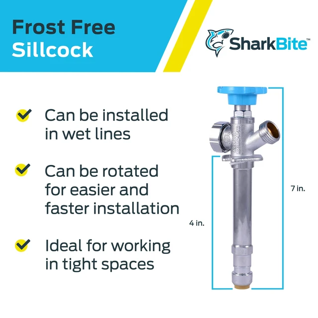 Alt view image 4 of 6 - 4 Inch Frost Free Sillcock, 1/2 x 3/4 Inch MHT, Push to Connect Brass Plumbing Fitting, PEX Pipe, Copper, CPVC, PE-RT, HDPE, 25743LF