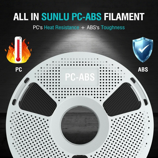 Alt view image 2 of 7 - PC-ABS Hybrid 3D Filament 1.75mm,1KG (Black) High-Strength, Industrial-Grade Material, Paintable & Plate-Ready Finish, Heat-Resistant Spool,Fits Most FDM Printers