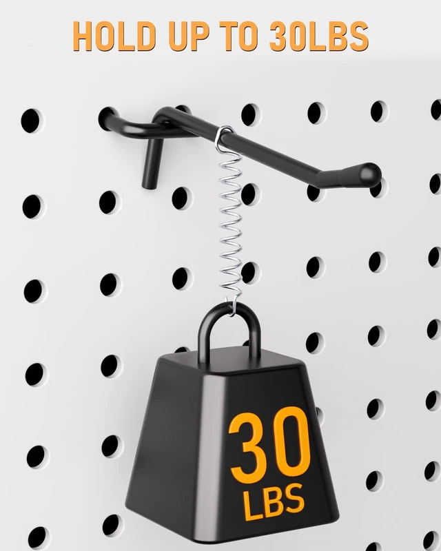 Alt view image 6 of 7 - 60 Pack 4 Inch Black Pegboard Hooks, 1/4" Heavy Duty Peg Board Shelving Hooks Accessories, Fit for 1/4" Pegboard, Garage, Crafts, Kitchen, Store, Peg Board Tool Hangers