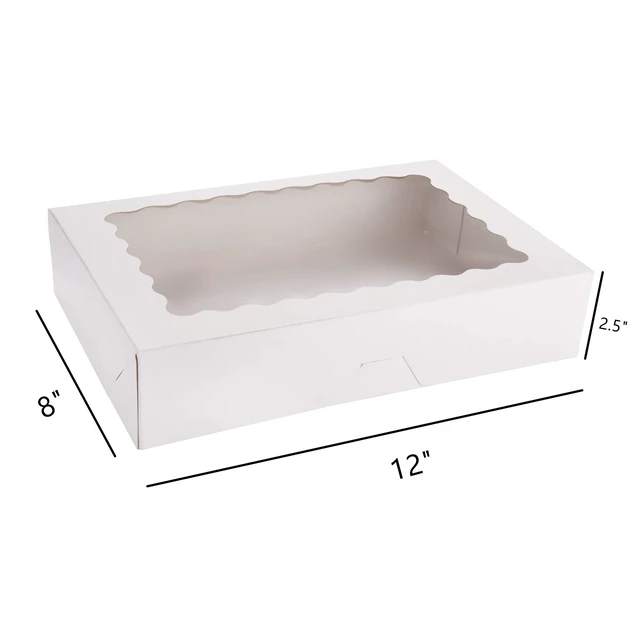 Alt view image 2 of 6 - 30-Pack Bakery Boxes with Window, 12" x 8" x 2.5", Cookie Boxes, Auto-Popup Treat Boxes for Pies, Muffins, Donuts and Pastries (White)