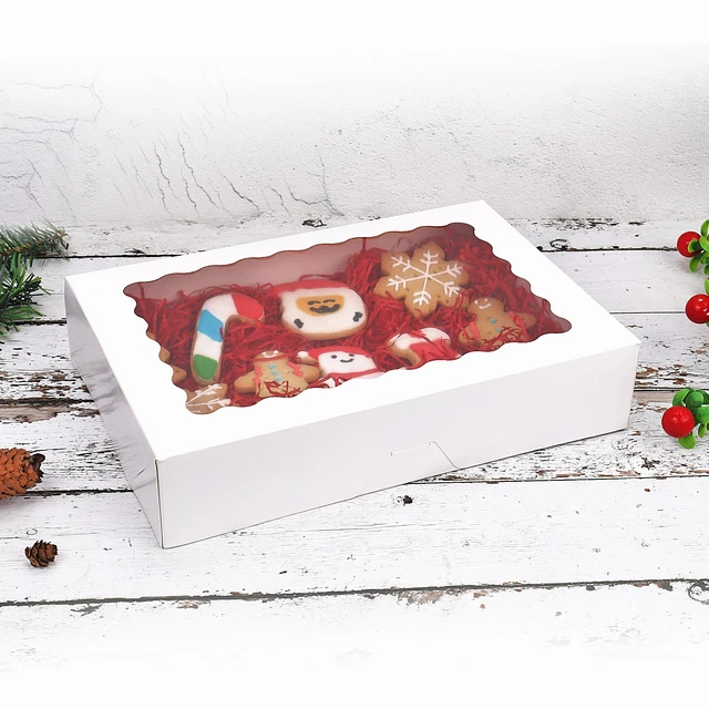 Alt view image 5 of 6 - 30-Pack Bakery Boxes with Window, 12" x 8" x 2.5", Cookie Boxes, Auto-Popup Treat Boxes for Pies, Muffins, Donuts and Pastries (White)