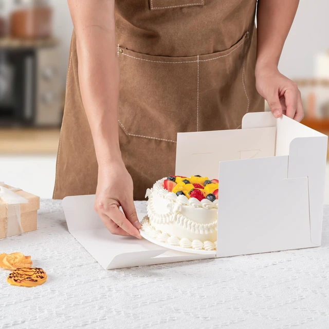 Alt view image 4 of 7 - Cake Boxes 10 Inch, 10 Pcs 10x10x8 Inch Tall Cake Box, Cake Carrier Holder Disposable Cakes Transport Containers with Lids/Window, Easy to Assemble, for Cake Pies Baked Goods in Wedding Birthday Party