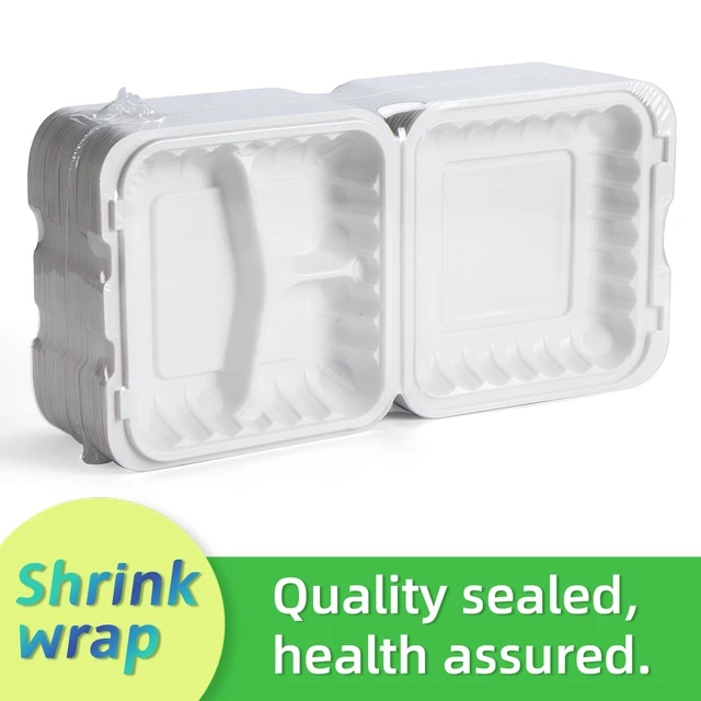 Alt view image 2 of 6 - 65 Pack 30oz 7.8 Inch To Go Containers - Shrink Wrapped No Pre-Wash 3 Compartment Reusable & Sturdy | Microwave, Dishwasher and Freezer Safe Meal Prep Boxes for Leftovers, Catering & Takeout
