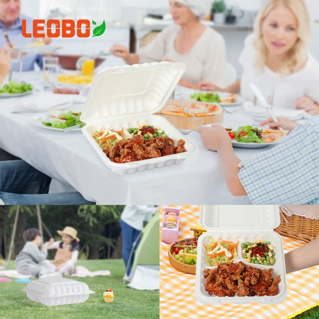 Alt view image 3 of 6 - 65 Pack 30oz 7.8 Inch To Go Containers - Shrink Wrapped No Pre-Wash 3 Compartment Reusable & Sturdy | Microwave, Dishwasher and Freezer Safe Meal Prep Boxes for Leftovers, Catering & Takeout