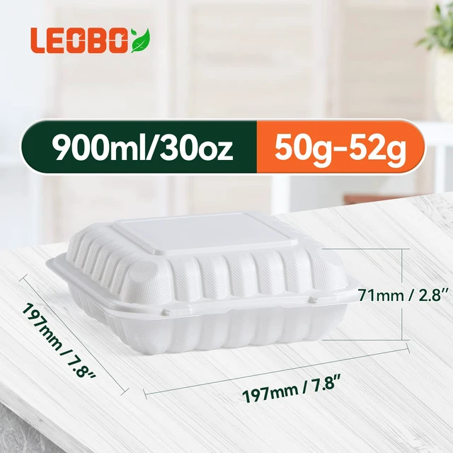 Alt view image 5 of 6 - 65 Pack 30oz 7.8 Inch To Go Containers - Shrink Wrapped No Pre-Wash 3 Compartment Reusable & Sturdy | Microwave, Dishwasher and Freezer Safe Meal Prep Boxes for Leftovers, Catering & Takeout