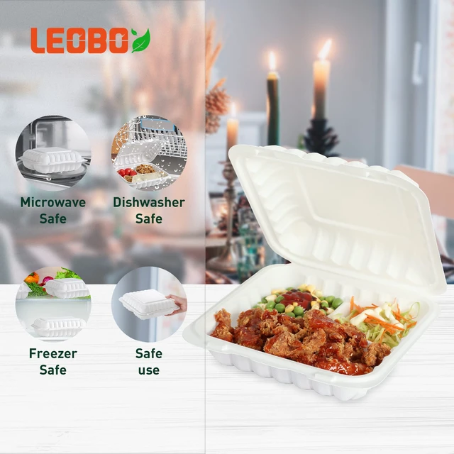 Alt view image 6 of 6 - 65 Pack 30oz 7.8 Inch To Go Containers - Shrink Wrapped No Pre-Wash 3 Compartment Reusable & Sturdy | Microwave, Dishwasher and Freezer Safe Meal Prep Boxes for Leftovers, Catering & Takeout