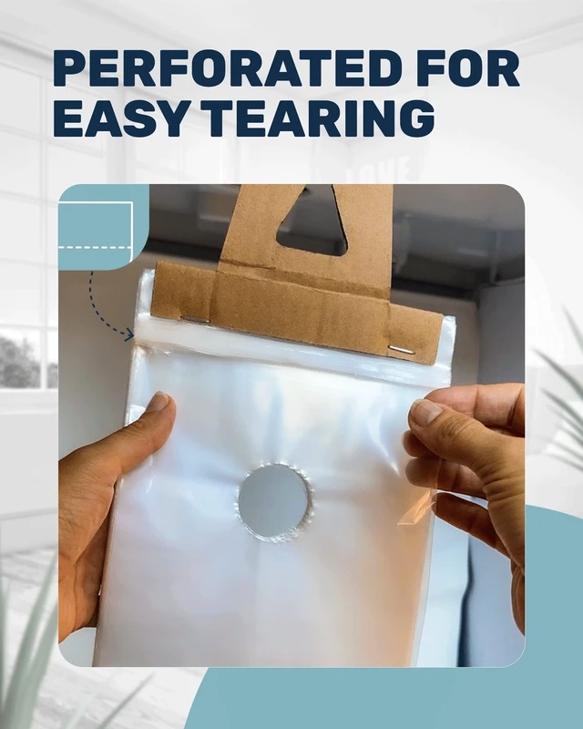 Alt view image 7 of 7 - Plastic Door Hanger Bags 500 Pack - 6 x 12 In, Clear Door Hanger Bags 12 Tall Flyer Bags, 1.5 mil Thick, Moisture & Tear Resistant, Easy Fill, Fits Brochures, Invitations, Samples & Postcards