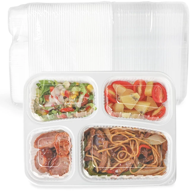 Main image of Meal Prep Containers 40 Pack 34 oz - Shrink-Wrapped No Pre-Wash BPA Free Shatterproof PP | 4 Compartment Leak-Resistant Bento Box | Microwave Safe To-Go Food Storage for Leftovers & Parties
