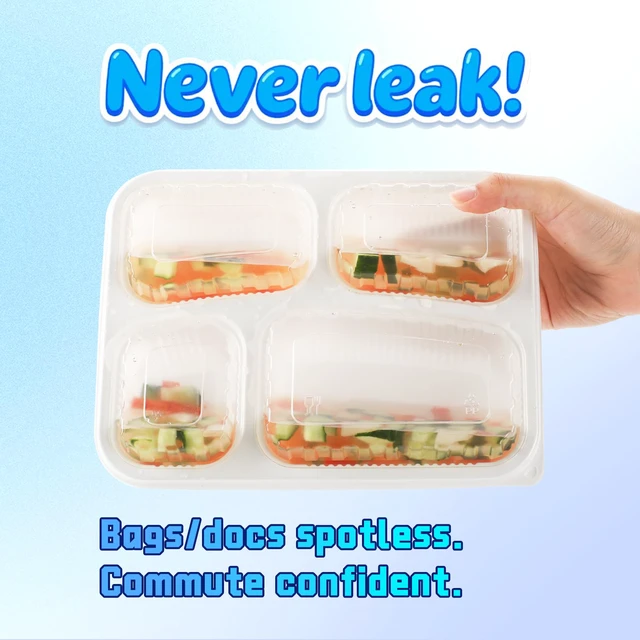 Alt view image 3 of 7 - Meal Prep Containers 40 Pack 34 oz - Shrink-Wrapped No Pre-Wash BPA Free Shatterproof PP | 4 Compartment Leak-Resistant Bento Box | Microwave Safe To-Go Food Storage for Leftovers & Parties