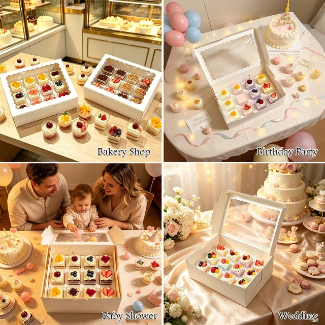 Alt view image 5 of 7 - Dessert Shooter Boxes, Pack of 6, Each Holds 12 5oz Cups Sturdy Dessert Cup Holder Boxes with Window & Inserts for Party & Wedding Favors, Catering and Events, Easy Assembly