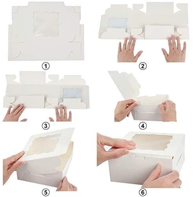 Alt view image 3 of 7 - 60 Pcs Bakery Boxes with Window, 6 x 6 x 3 Inches, White Cookie & Pastry Boxes for Baked Goods