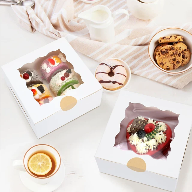 Alt view image 4 of 7 - 60 Pcs Bakery Boxes with Window, 6 x 6 x 3 Inches, White Cookie & Pastry Boxes for Baked Goods