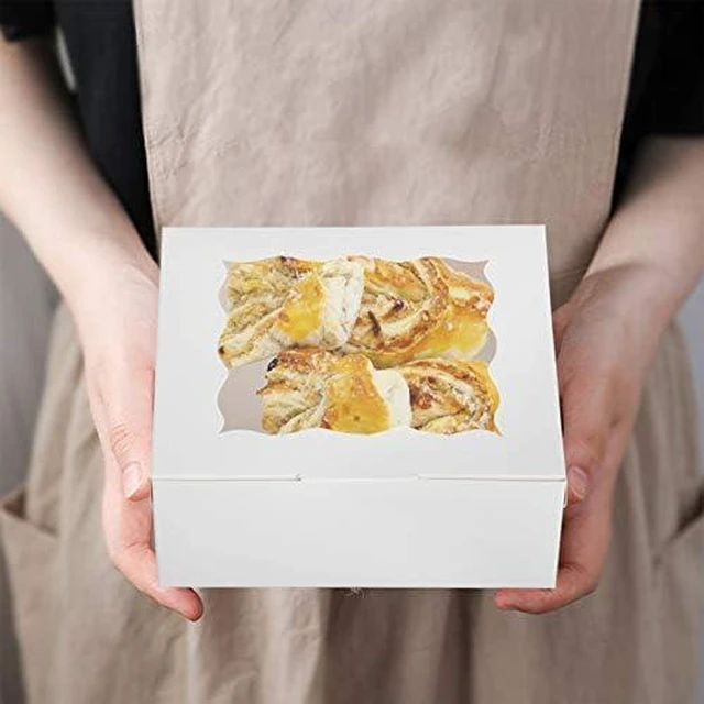 Alt view image 6 of 7 - 60 Pcs Bakery Boxes with Window, 6 x 6 x 3 Inches, White Cookie & Pastry Boxes for Baked Goods