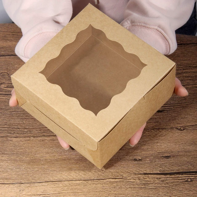Alt view image 5 of 7 - 60 pcs Bakery Boxes with Window, 6 x 6 x 3 inches, Kraft Cookie Boxes Pastry Boxes for Baked Goods (Brown)
