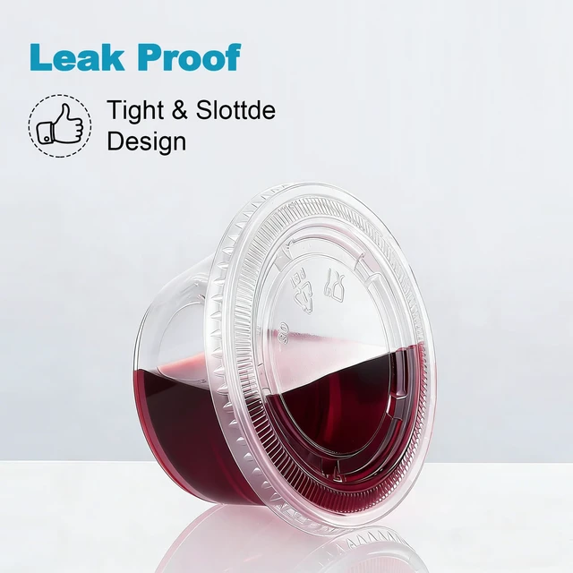 Alt view image 4 of 7 - 360 Set 2 oz Jello Shot Cups with Lids, Small Plastic Condiment Cups Food Safe Disposable Soufflé Storage Portion Containers for Salad, Dressing, Sauce, Dipping, Snacks