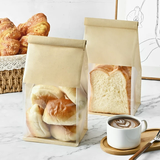 Alt view image 4 of 7 - Bread Bags For Homemade Breads, 100 PCS, 11 x 5.1 x 3.9 Inches Tin Tie Tab Lock, Window, Bakery Bags, Cookie & Pastry Packaging